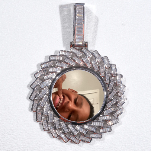Large 3D Baguette Custom Picture Pendant