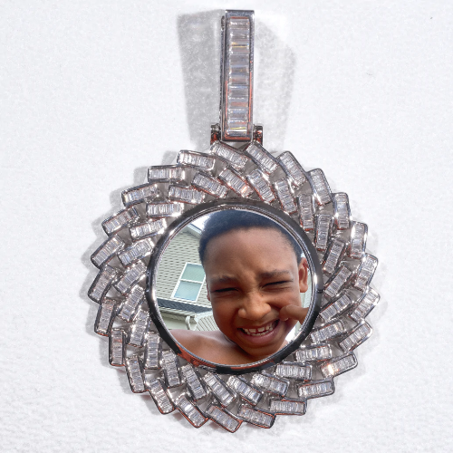 Large 3D Baguette Custom Picture Pendant