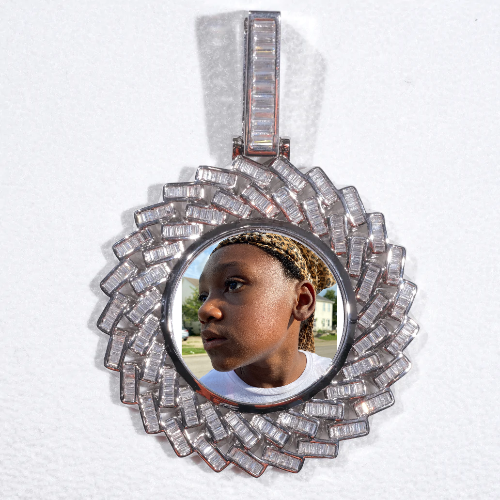 Large 3D Baguette Custom Picture Pendant
