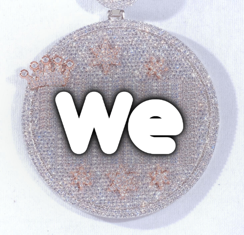 CUSTOM LETTER NECKLACE 3D BIG CROWN DISC