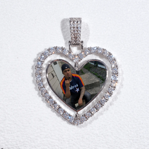 3D Spinning 2-Faced Heart Custom Picture Pendant