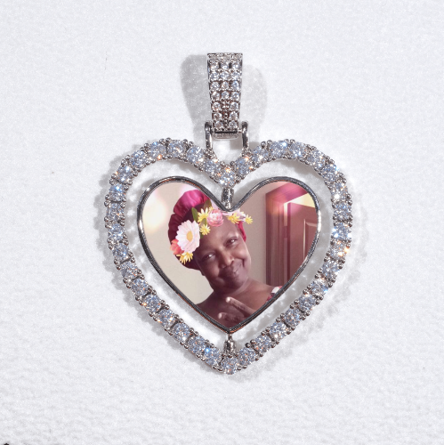 3D Spinning 2-Faced Heart Custom Picture Pendant