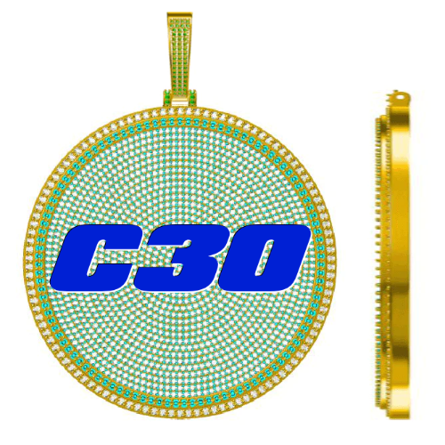 CUSTOM LETTER NECKLACE 3D BIG DISC
