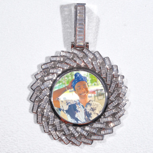Large 3D Baguette Custom Picture Pendant