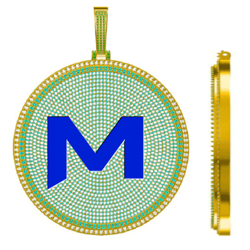 CUSTOM LETTER NECKLACE 3D BIG DISC
