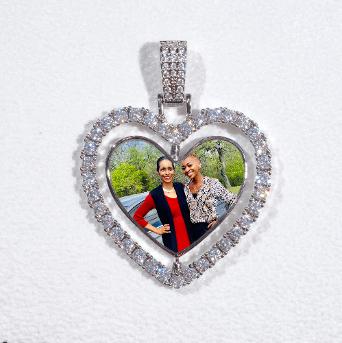 3D Spinning 2-Faced Heart Custom Picture Pendant