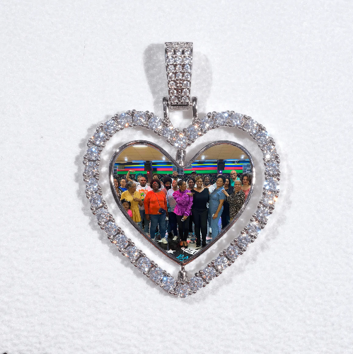 3D Spinning 2-Faced Heart Custom Picture Pendant