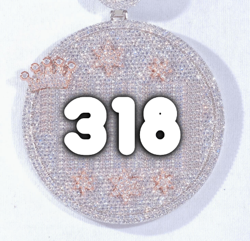 CUSTOM LETTER NECKLACE 3D BIG CROWN DISC
