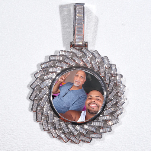 Large 3D Baguette Custom Picture Pendant