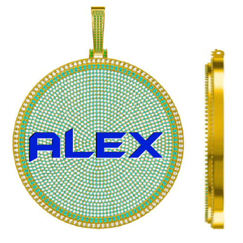 CUSTOM LETTER NECKLACE 3D BIG DISC