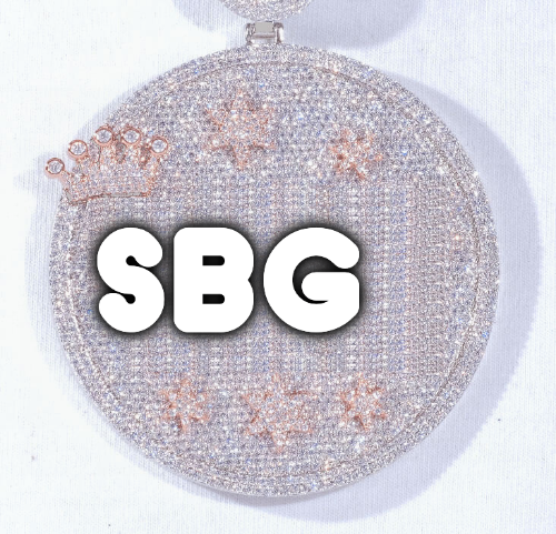 CUSTOM LETTER NECKLACE 3D BIG CROWN DISC