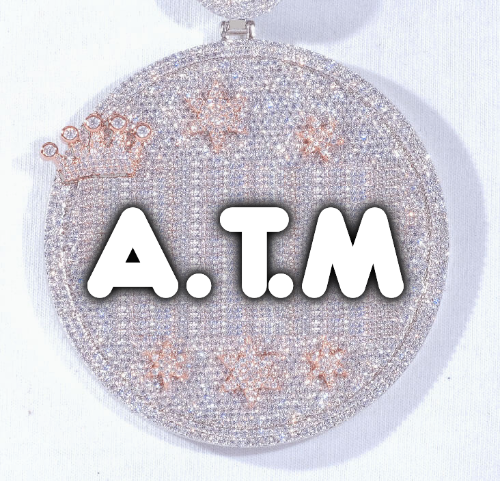 CUSTOM LETTER NECKLACE 3D BIG CROWN DISC