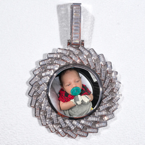 Large 3D Baguette Custom Picture Pendant