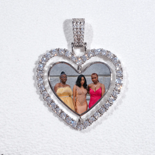 3D Spinning 2-Faced Heart Custom Picture Pendant
