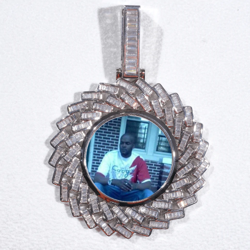 Large 3D Baguette Custom Picture Pendant