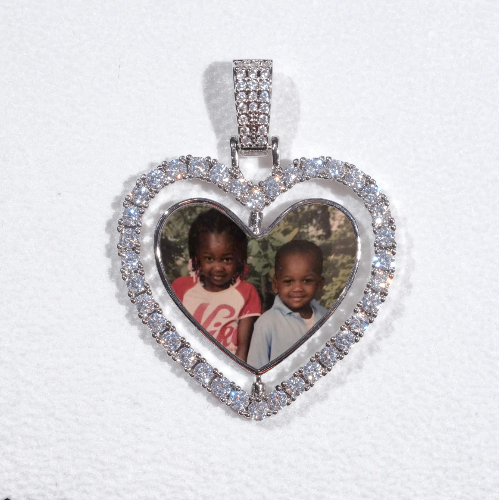 3D Spinning 2-Faced Heart Custom Picture Pendant