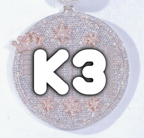 CUSTOM LETTER NECKLACE 3D BIG CROWN DISC