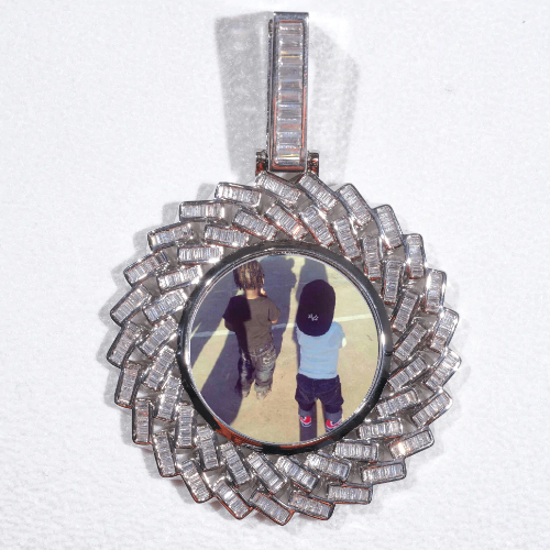 Large 3D Baguette Custom Picture Pendant