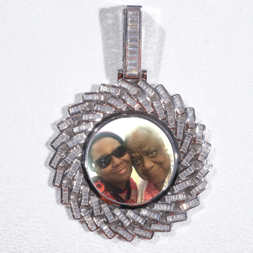 Large 3D Baguette Custom Picture Pendant