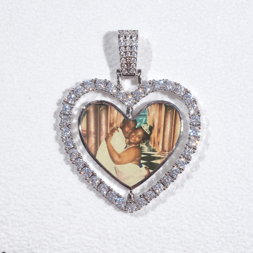 3D Spinning 2-Faced Heart Custom Picture Pendant