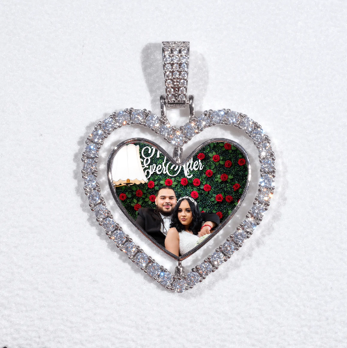 3D Spinning 2-Faced Heart Custom Picture Pendant