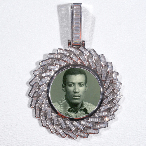 Large 3D Baguette Custom Picture Pendant