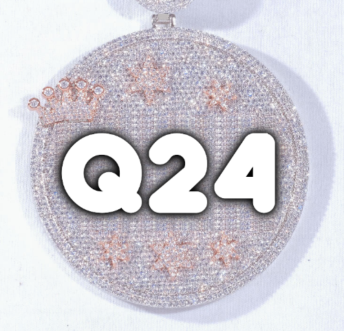 CUSTOM LETTER NECKLACE 3D BIG CROWN DISC
