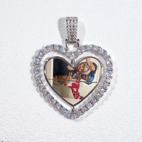 3D Spinning 2-Faced Heart Custom Picture Pendant