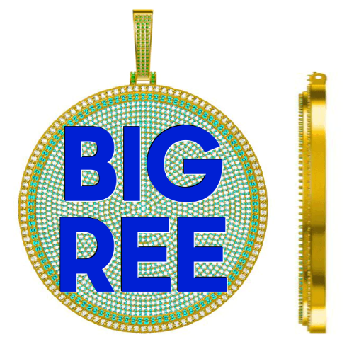 CUSTOM LETTER NECKLACE 3D BIG DISC