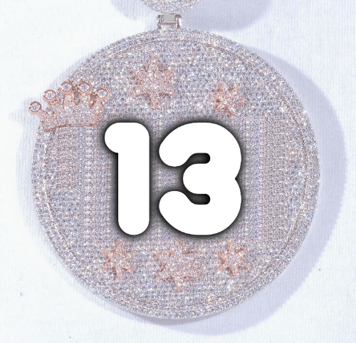 CUSTOM LETTER NECKLACE 3D BIG CROWN DISC