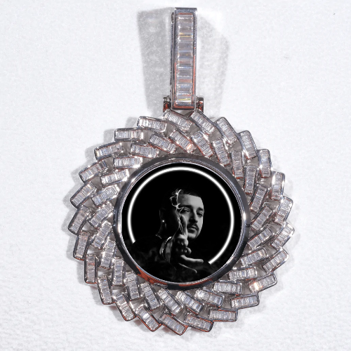 Large 3D Baguette Custom Picture Pendant