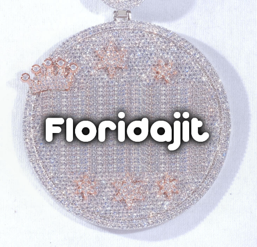 CUSTOM LETTER NECKLACE 3D BIG CROWN DISC