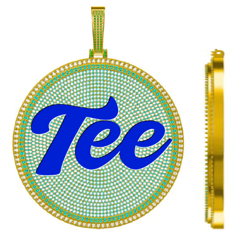 CUSTOM LETTER NECKLACE 3D BIG DISC