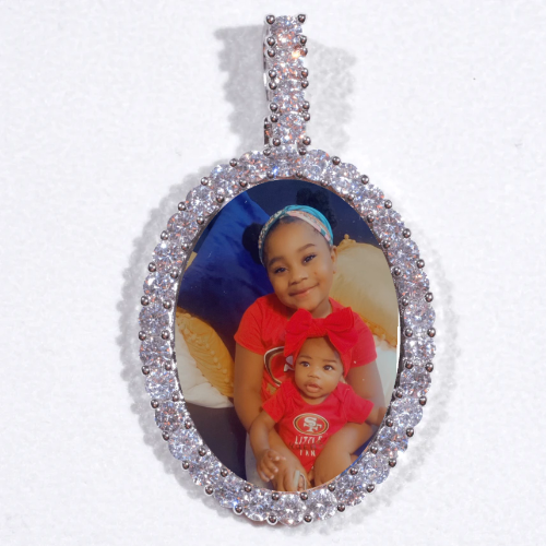 Large 3D Oval Custom Picture Pendant