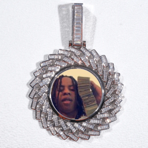 Large 3D Baguette Custom Picture Pendant