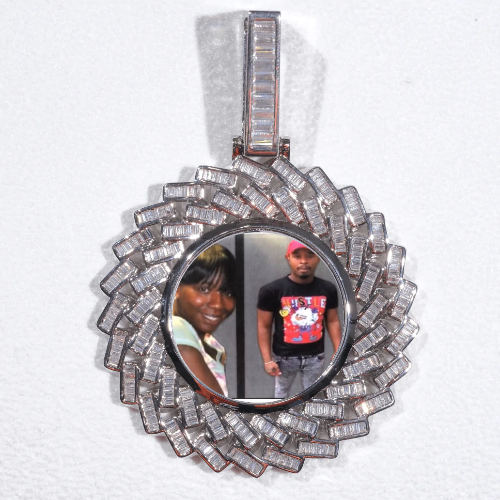 Large 3D Baguette Custom Picture Pendant
