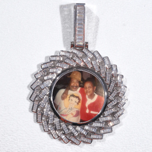 Large 3D Baguette Custom Picture Pendant