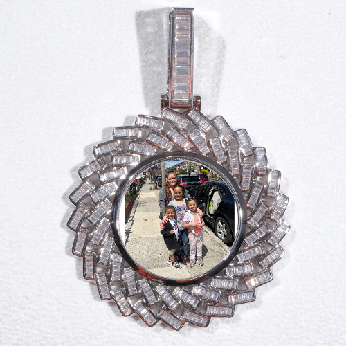 Large 3D Baguette Custom Picture Pendant