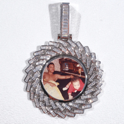Large 3D Baguette Custom Picture Pendant