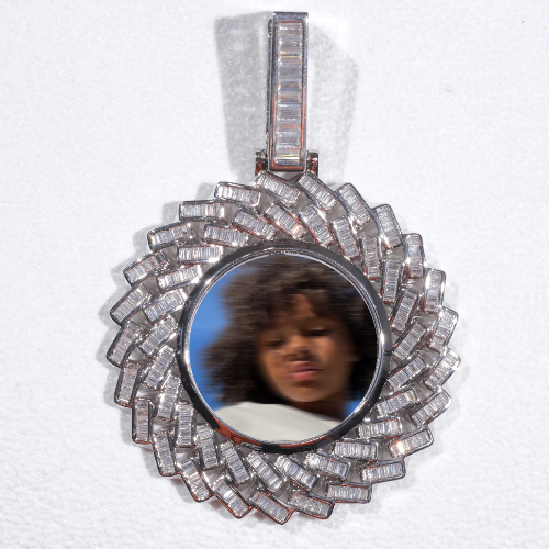 Large 3D Baguette Custom Picture Pendant
