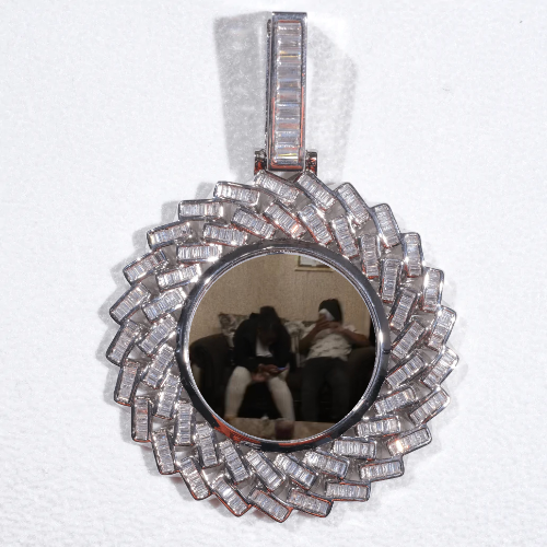 Large 3D Baguette Custom Picture Pendant