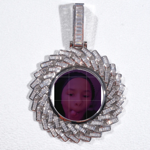 Large 3D Baguette Custom Picture Pendant
