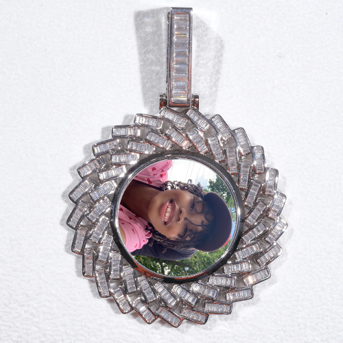 Large 3D Baguette Custom Picture Pendant