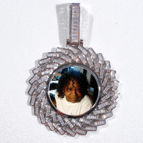 Large 3D Baguette Custom Picture Pendant