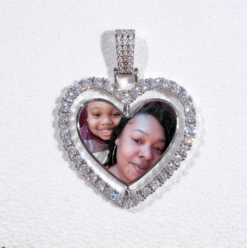 3D Spinning 2-Faced Heart Custom Picture Pendant