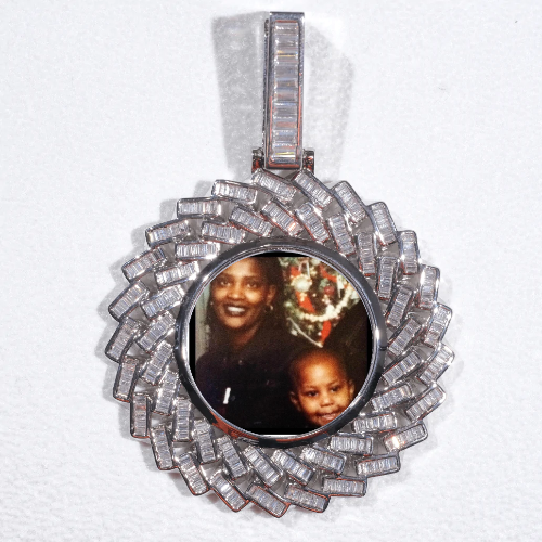 Large 3D Baguette Custom Picture Pendant