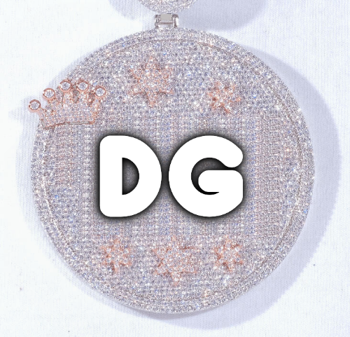 CUSTOM LETTER NECKLACE 3D BIG CROWN DISC