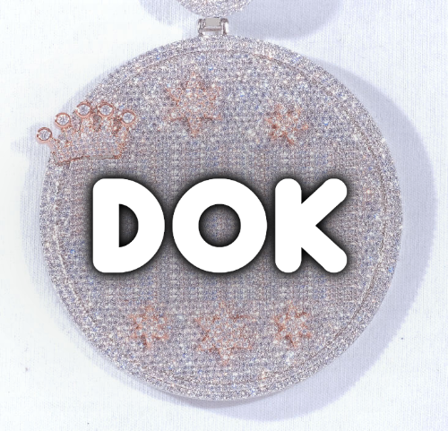 CUSTOM LETTER NECKLACE 3D BIG CROWN DISC