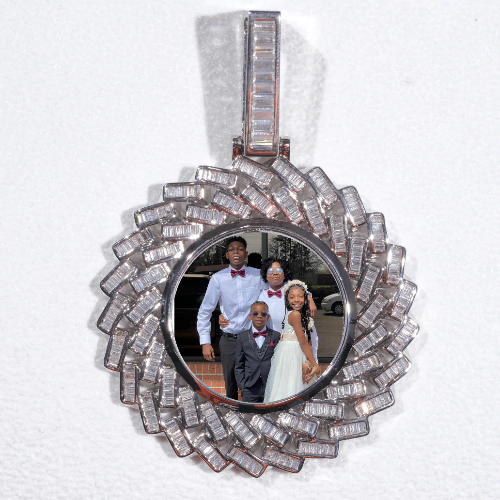 Large 3D Baguette Custom Picture Pendant