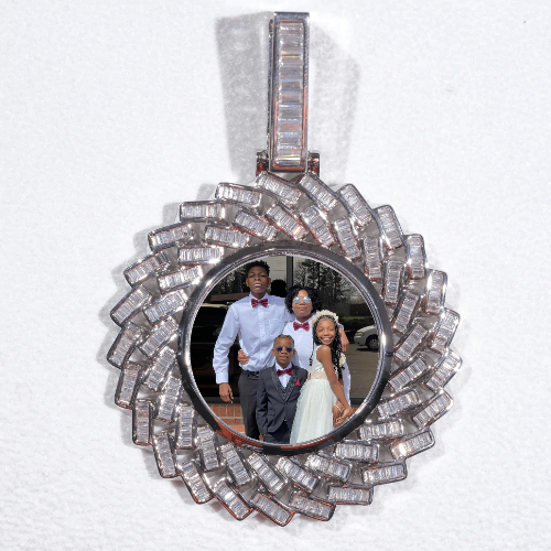 Large 3D Baguette Custom Picture Pendant